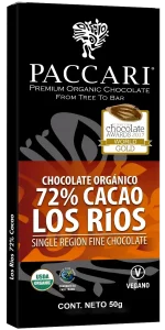 Chocolate orgánico 72% cacao Los Ríos Paccari en barra